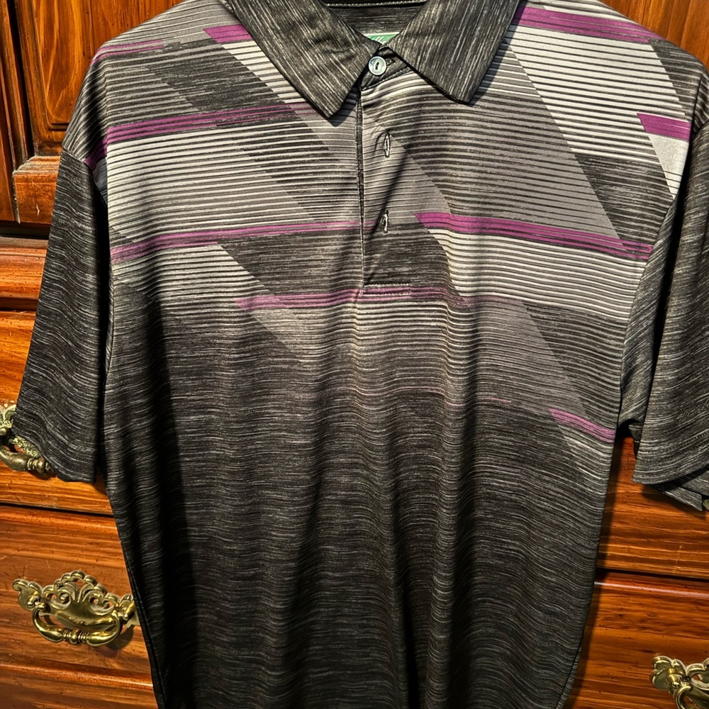 Hogan Black and Purple Patterned Polo Shirt